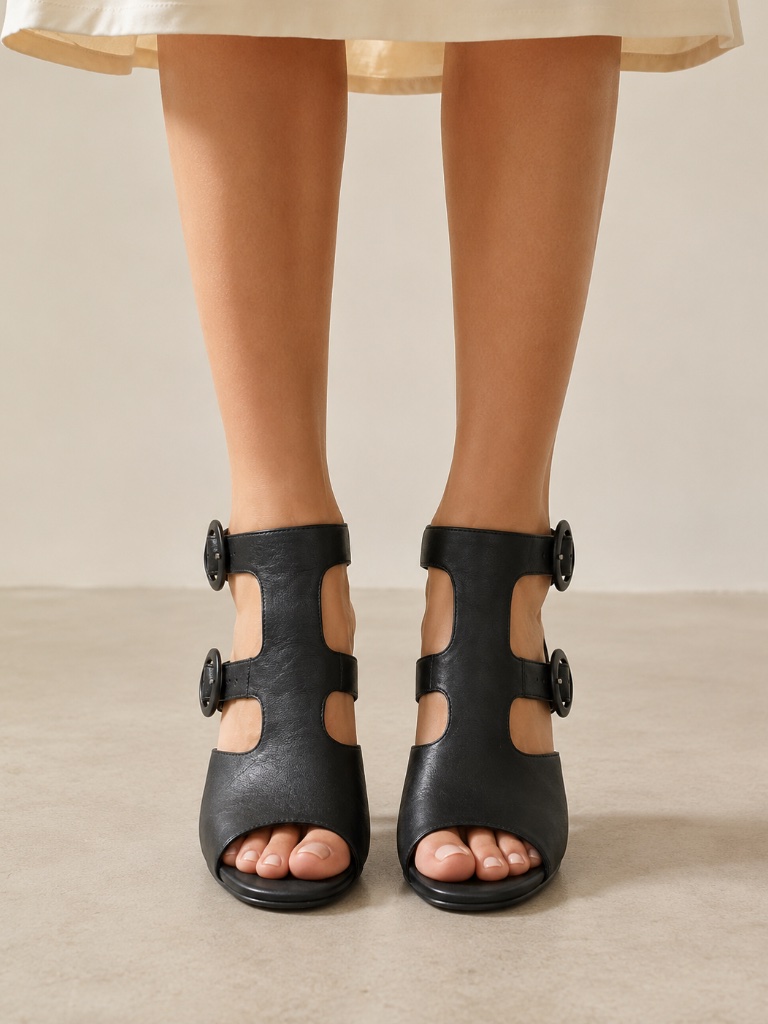 Donald J Pliner Leather Black Gladiator Sandals 8.5 Narrow W/ Box